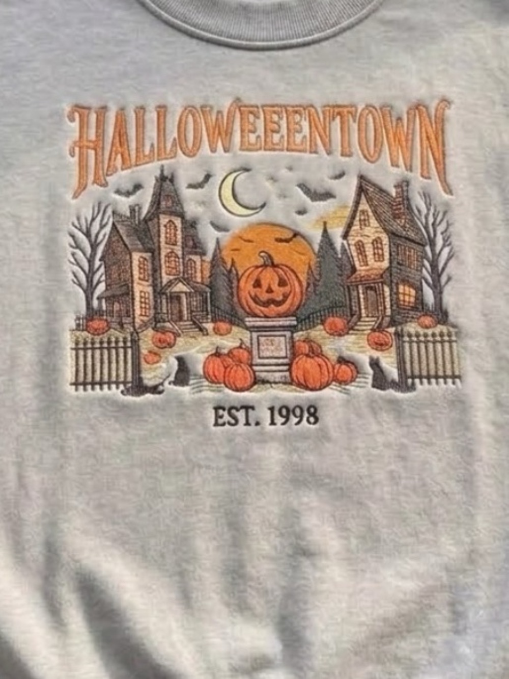 Halloweenentown Graphic Crewneck Sweatshirt - Light Gray - Picture 2 of 2